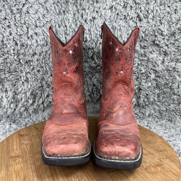 Smoky Mountain Leather Cowboy Boots Youth 2.5 D Square Toe 3477C - Picture 3 of 8